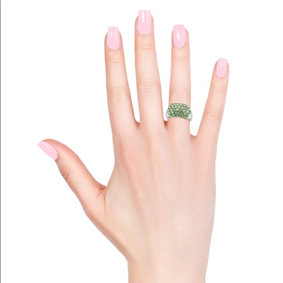 Stainless Steel Ring w/ SWAROVSKI Peridot - Picture 3 of 5